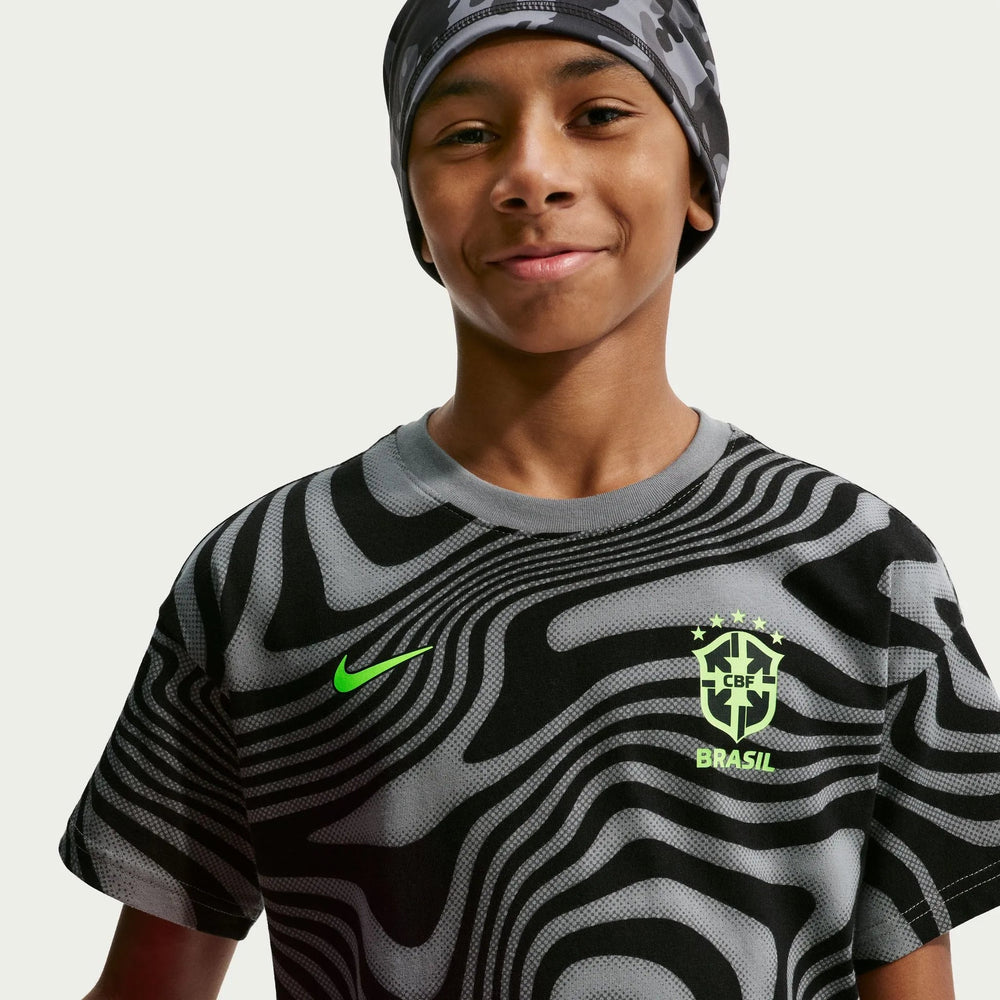2026-27 Brazil Youth All Over Print Tee Dark Steel Grey 