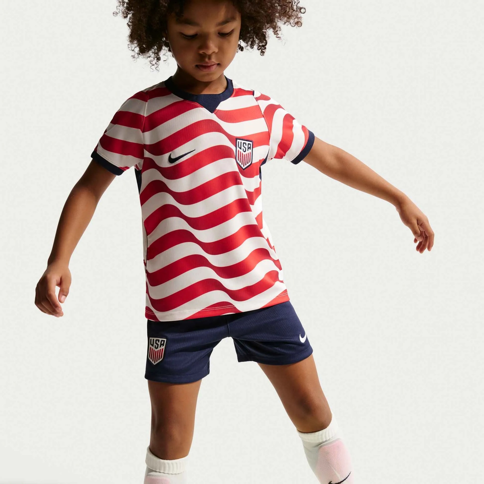 2026-27 USMNT Little Kid's Stadium Home Kit Sail/Midnight Navy/Midnight Navy 