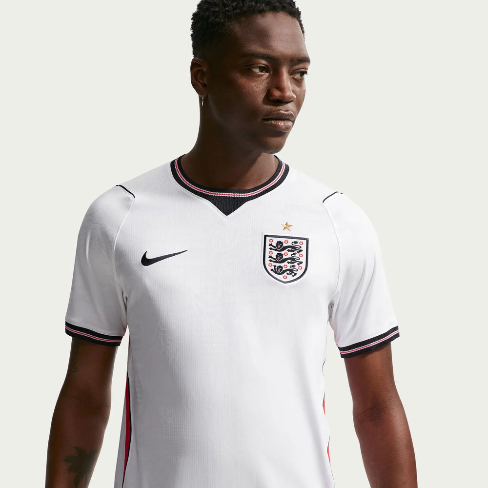 2026-27 England Men's Stadium Home Soccer Jersey White/Speed Red/Obsidian/Obsidian 