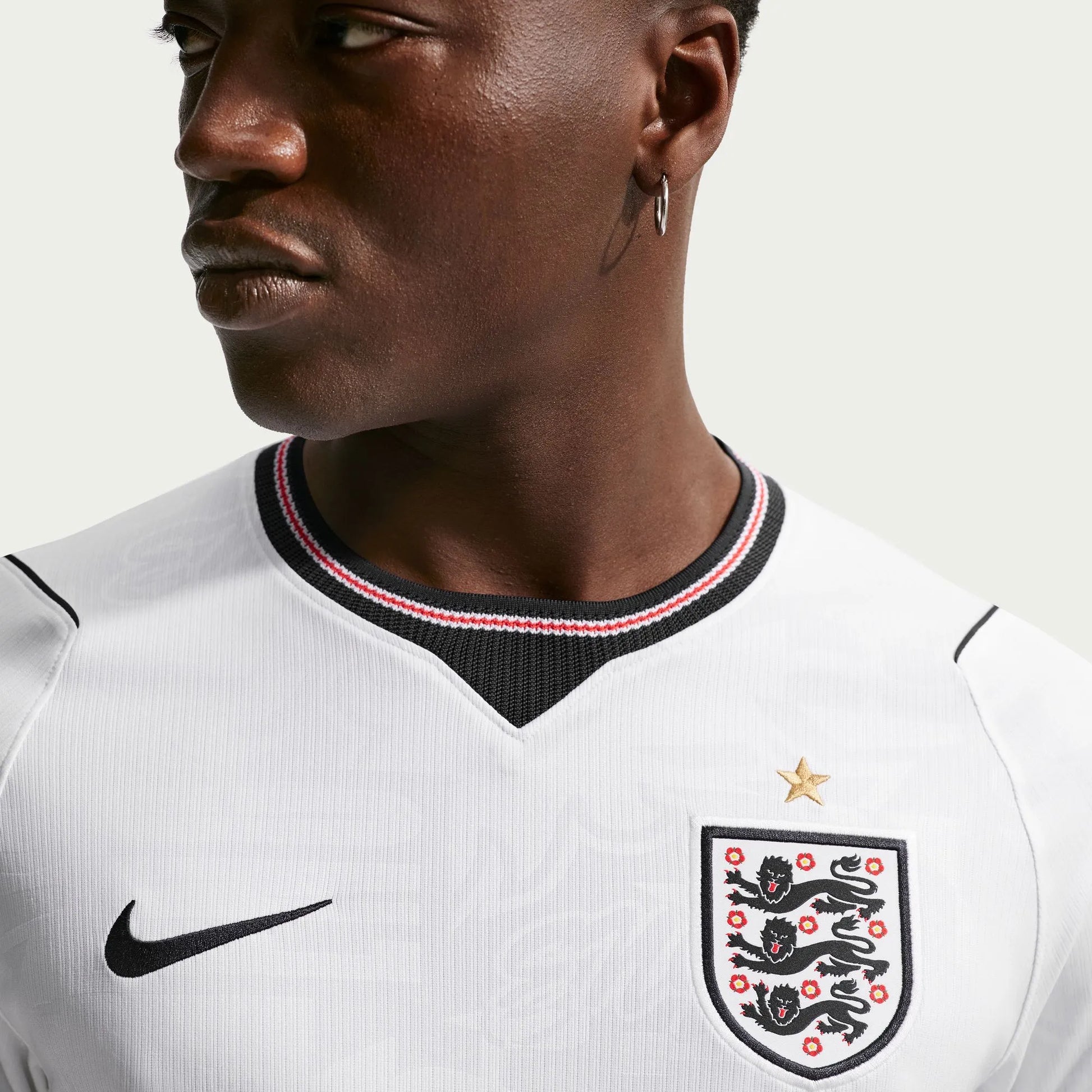 2026-27 England Men's Stadium Home Soccer Jersey White/Speed Red/Obsidian/Obsidian 