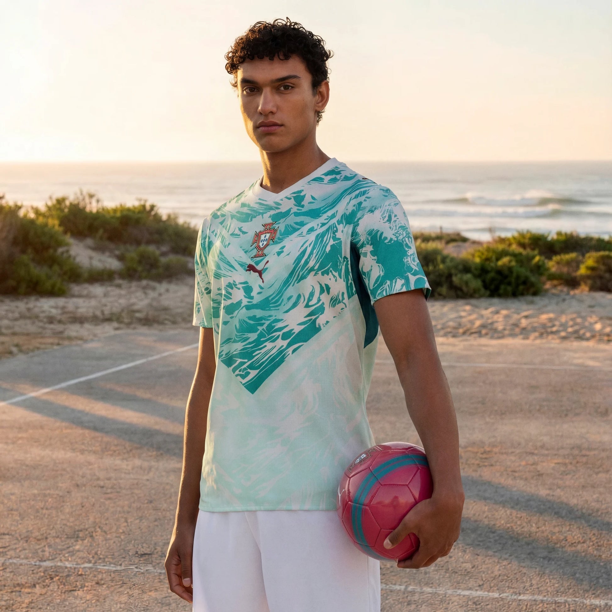 2026-27 Portugal Men's Authentic Away Soccer Jersey Puma White-Green Lagoon 