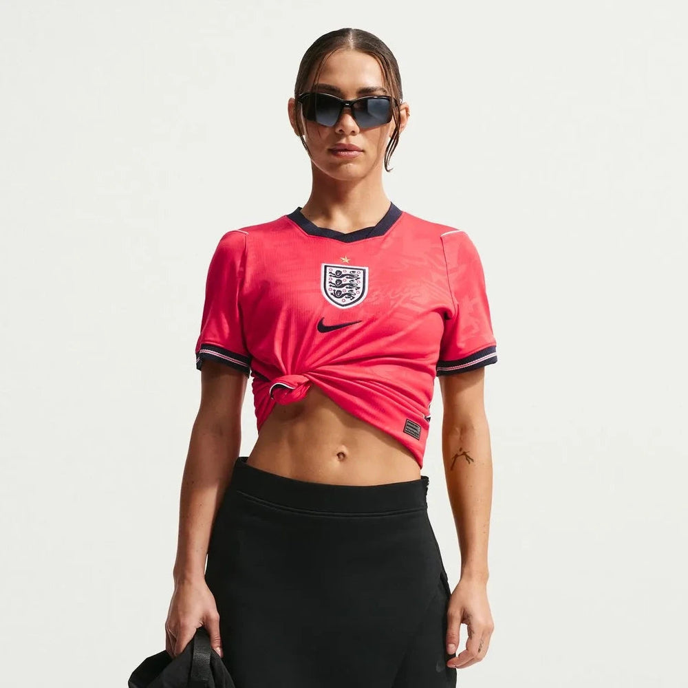 2026-27 England Women's Stadium Away Soccer Jersey Speed Red/Obsidian/White/Obsidian 