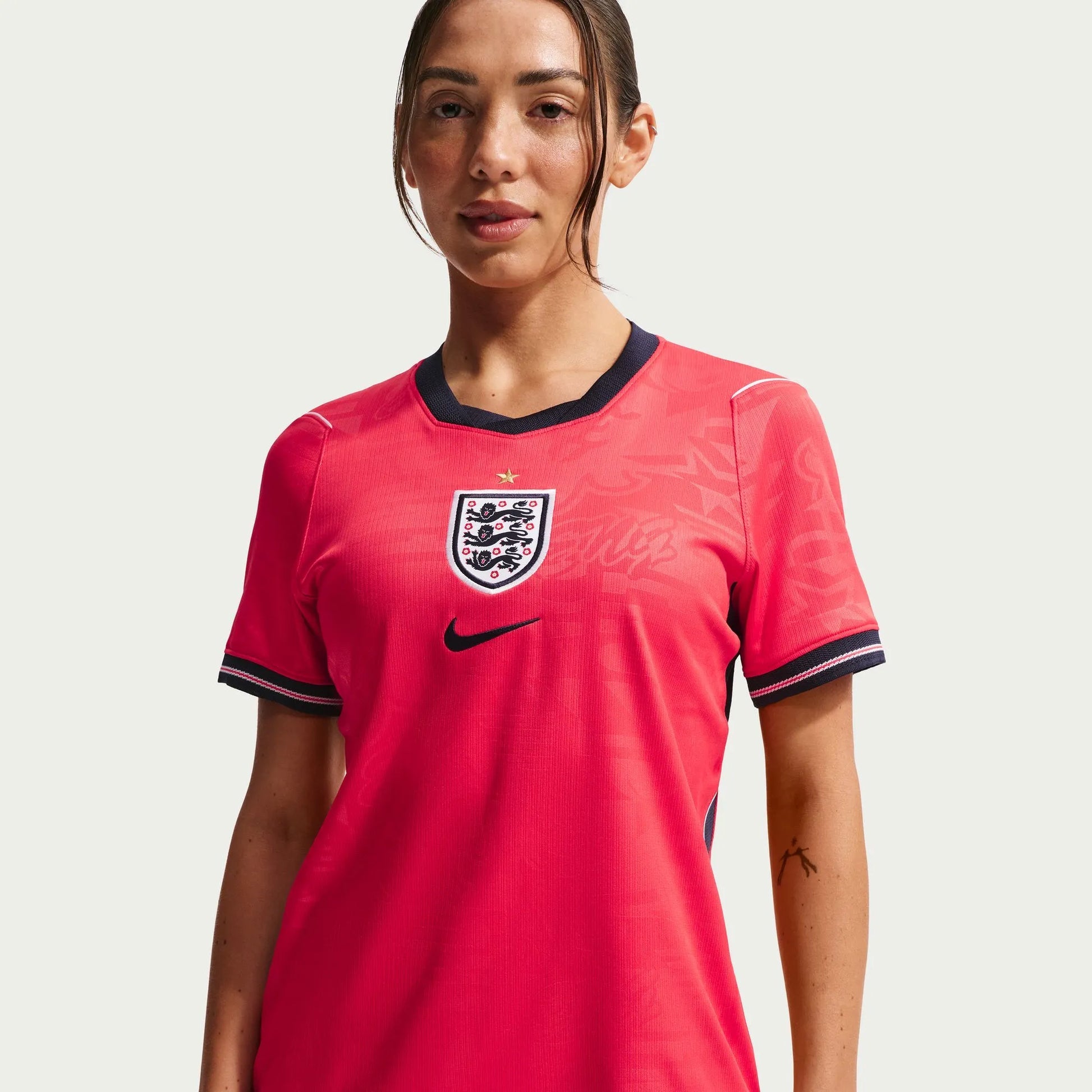 2026-27 England Women's Stadium Away Soccer Jersey Speed Red/Obsidian/White/Obsidian 