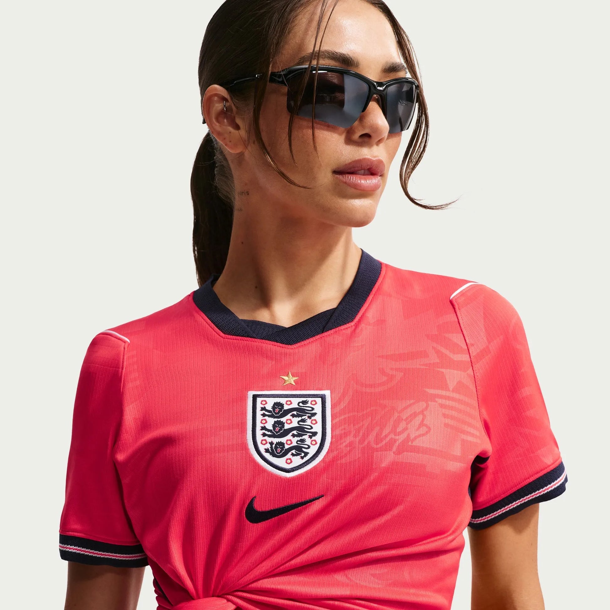2026-27 England Women's Stadium Away Soccer Jersey Speed Red/Obsidian/White/Obsidian 