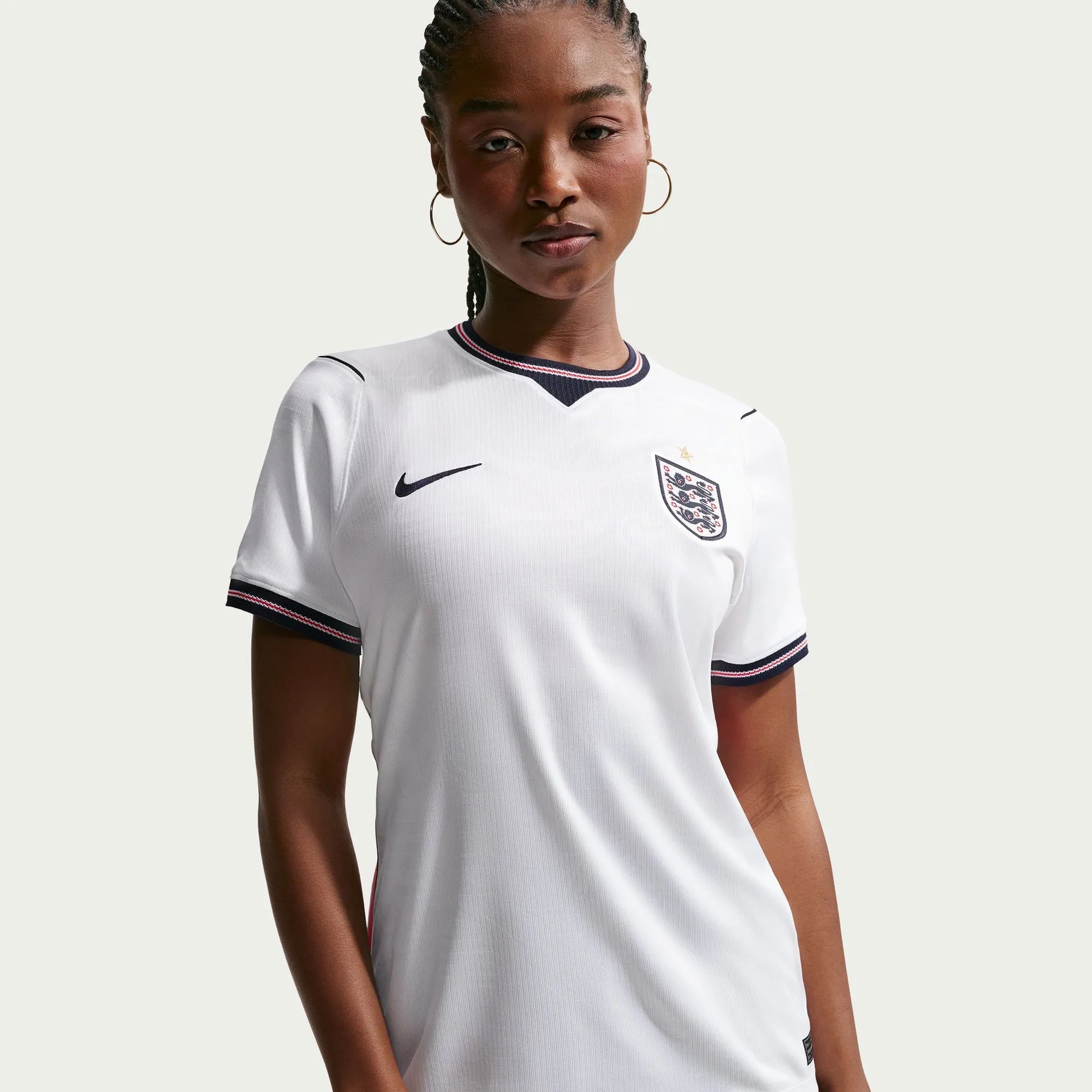 2026-27 England Women's Stadium Home Soccer Jersey White/Speed Red/Obsidian/Obsidian 