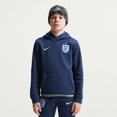 2026-27 England Youth Club Pullover Hoodie Midnight Navy/White 