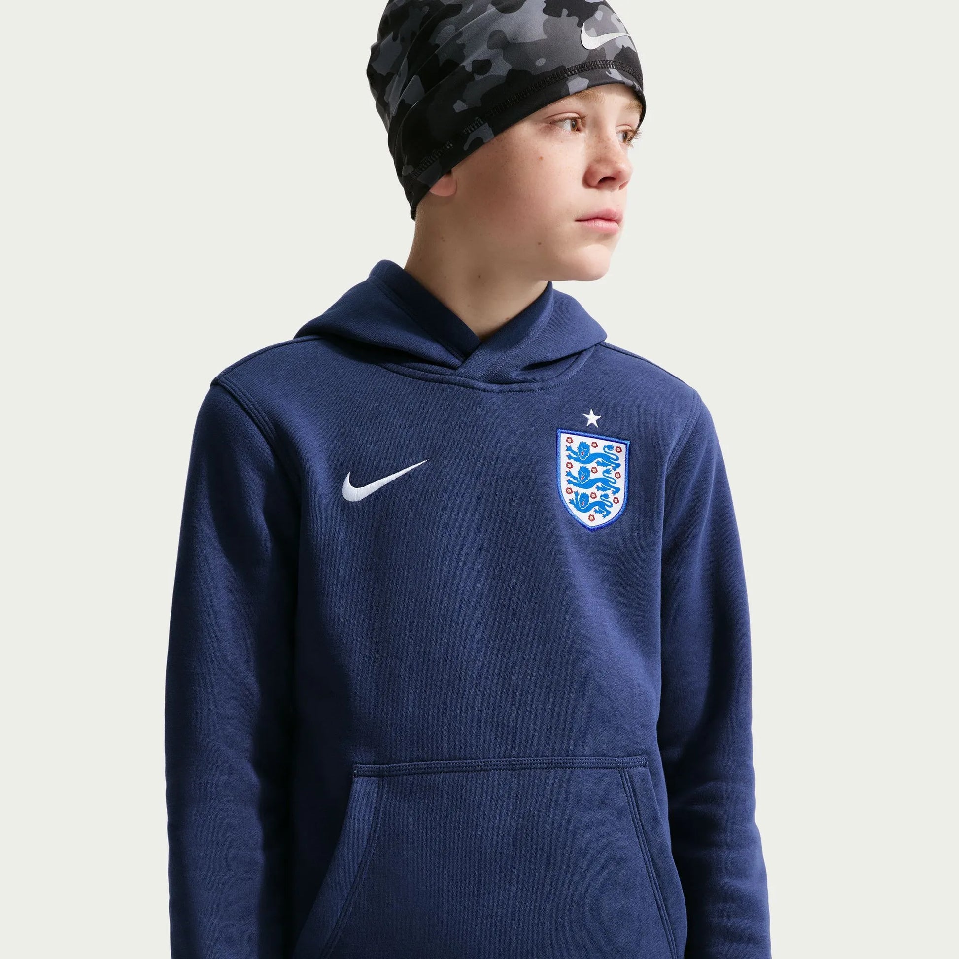 2026-27 England Youth Club Pullover Hoodie Midnight Navy/White 