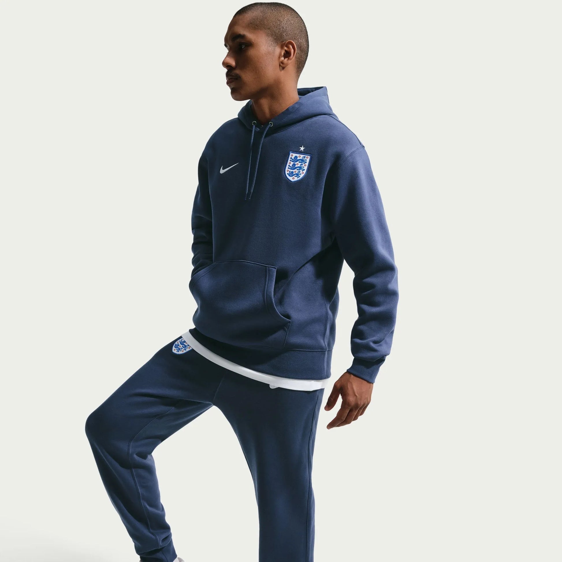 2026-27 England Men's Club Pullover Hoodie Midnight Navy/White 