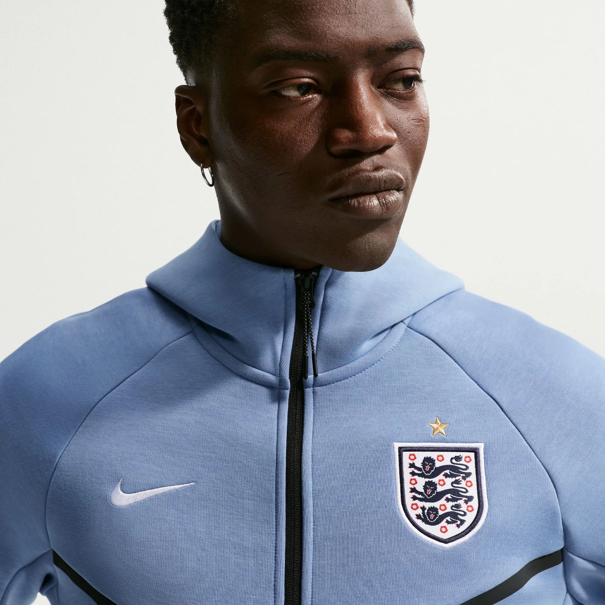 2026-27 England Men's Full-Zip Tech Fleece Hoodie Work Blue/White 