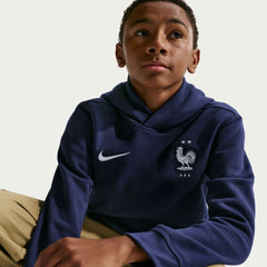 2026-27 France Youth Club Pullover Hoodie Blackened Blue/White 