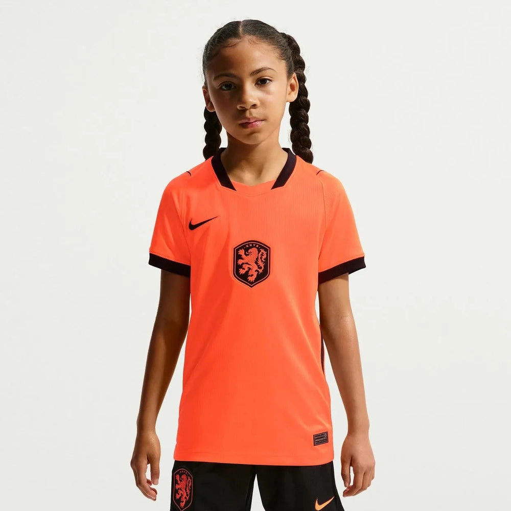 2026-27 Netherlands Youth Stadium Home Soccer Jersey Hyper Crimson/Black 