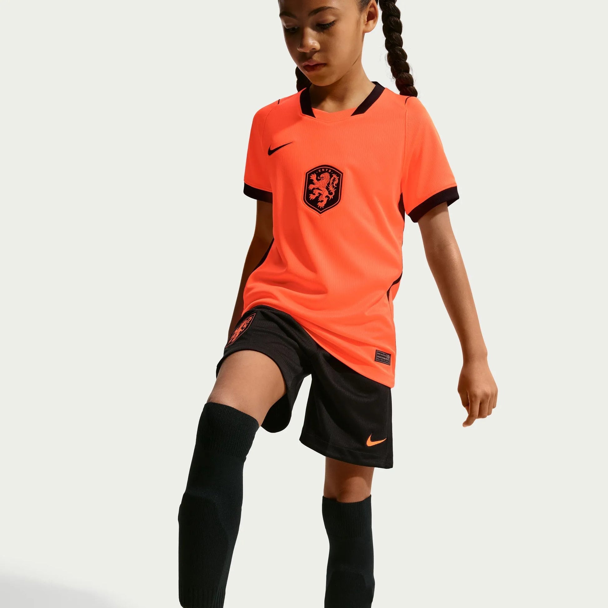 2026-27 Netherlands Youth Stadium Home Soccer Jersey Hyper Crimson/Black 