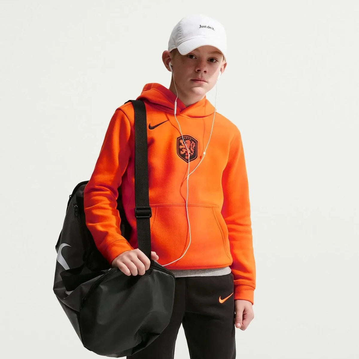 2026-27 Netherlands Youth Club Pullover Hoodie Safety Orange/Black 