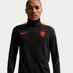 2026-27 Netherlands Men's Strike Drill Top Black/Hyper Crimson/Hyper Crimson 