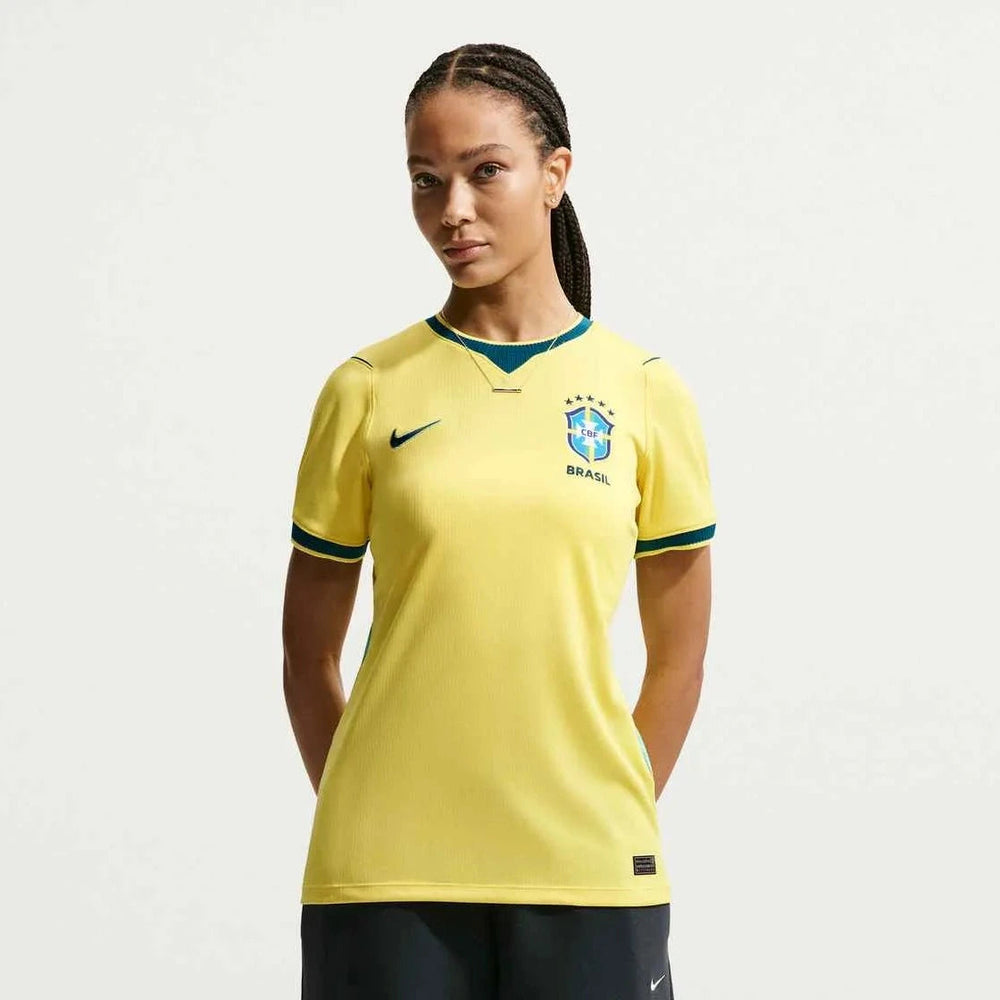 2026-27 Brazil Women's Stadium Home Soccer Jersey Canary/Light Menta/Geode Teal 