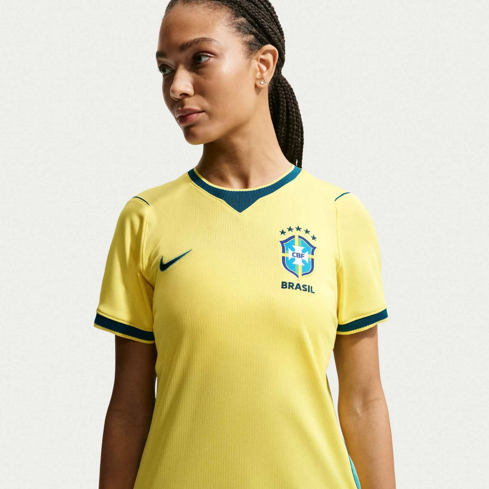 2026-27 Brazil Women's Stadium Home Soccer Jersey Canary/Light Menta/Geode Teal 