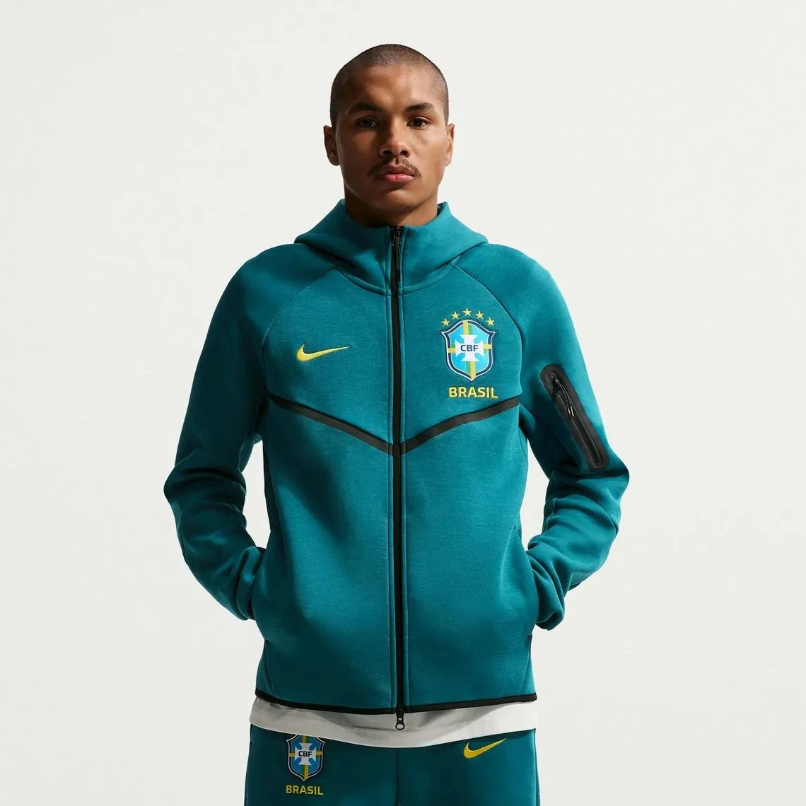2026-27 Brazil Men's Full-Zip Tech Fleece Hoodie Geode Teal/Midwest Gold 