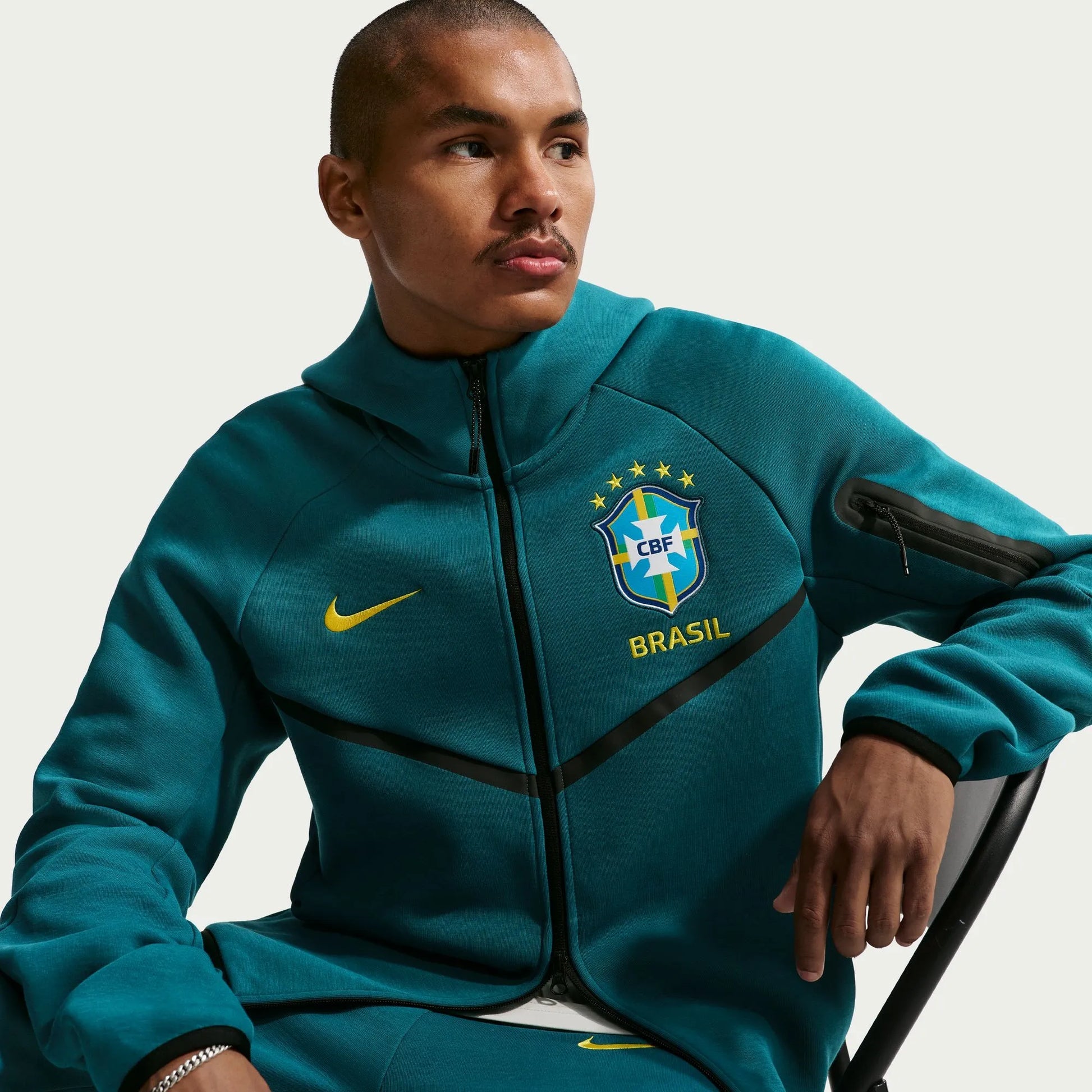 2026-27 Brazil Men's Full-Zip Tech Fleece Hoodie Geode Teal/Midwest Gold 