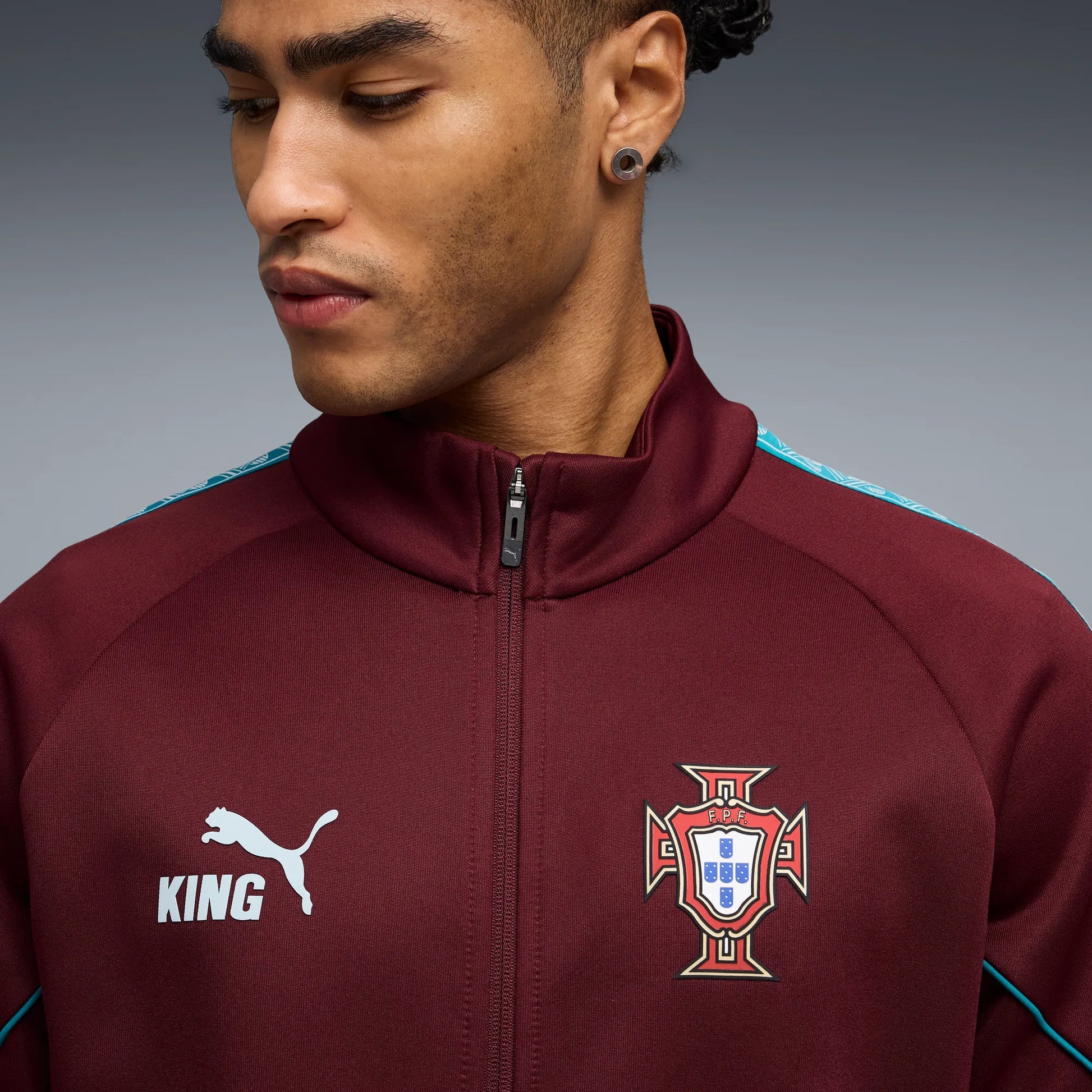 2026-27 Portugal Men's KING Anthem Jacket Ruby Shimmer-Sea Glass 