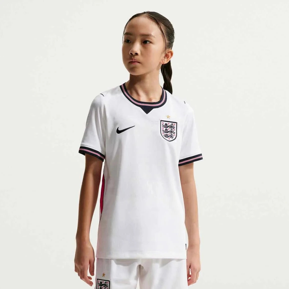 2026-27 England Youth Stadium Home Soccer Jersey White/Speed Red/Obsidian/Obsidian 