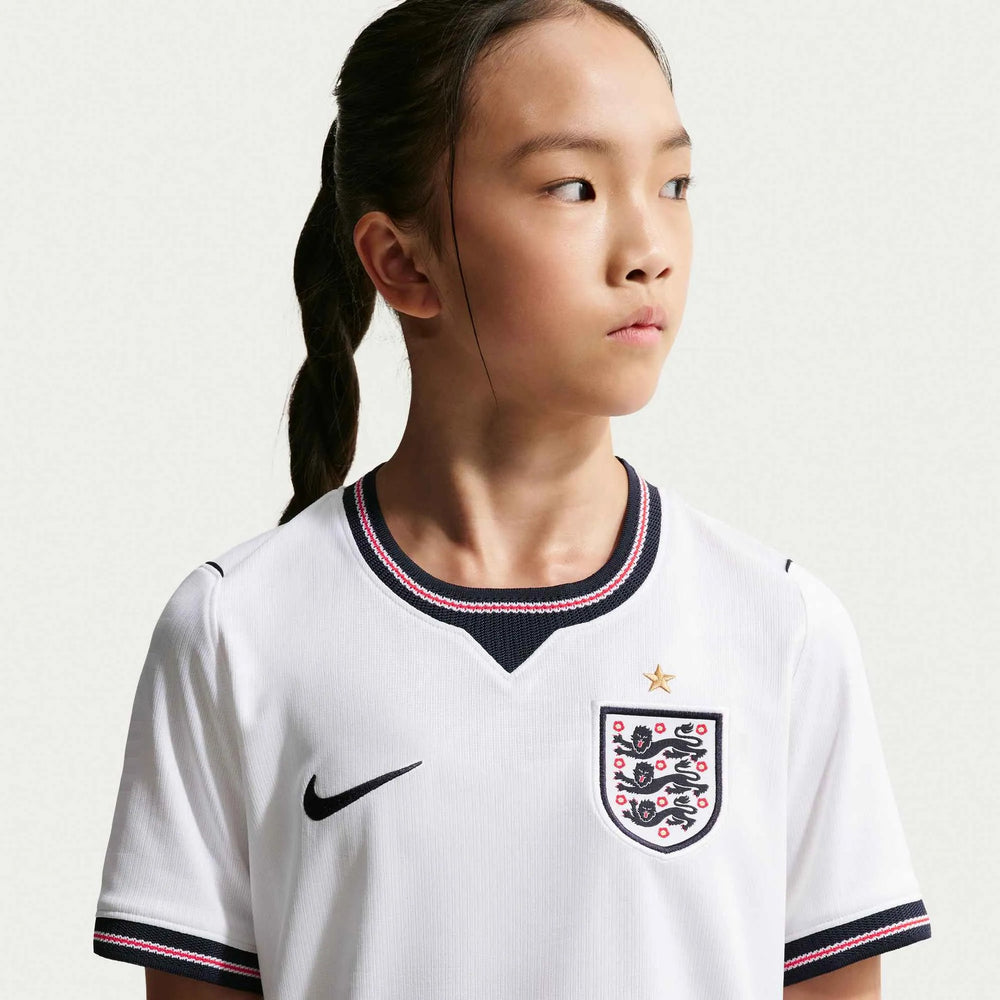 2026-27 England Youth Stadium Home Soccer Jersey White/Speed Red/Obsidian/Obsidian 