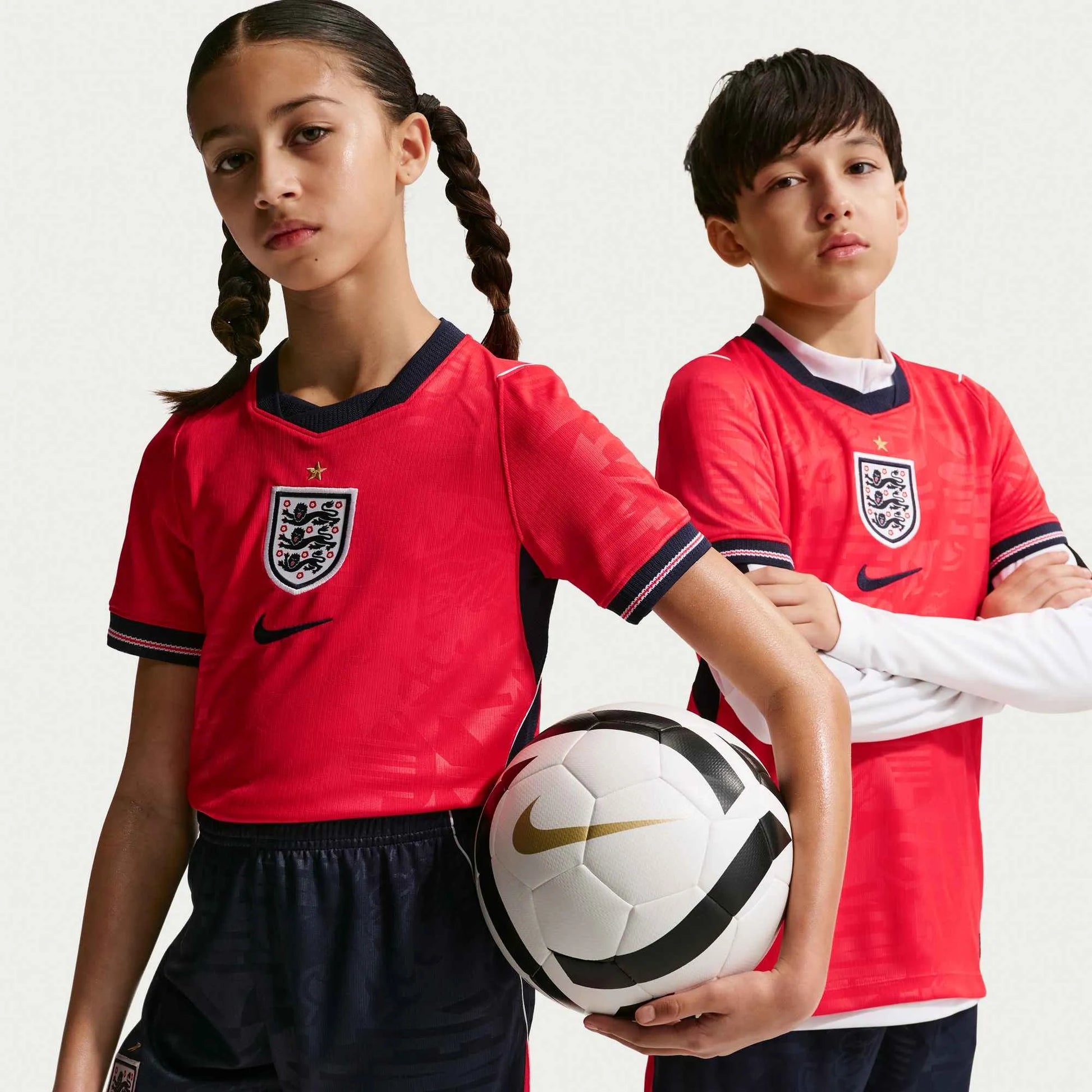 2026-27 England Youth Stadium Away Soccer Jersey Speed Red/Obsidian/White/Obsidian 
