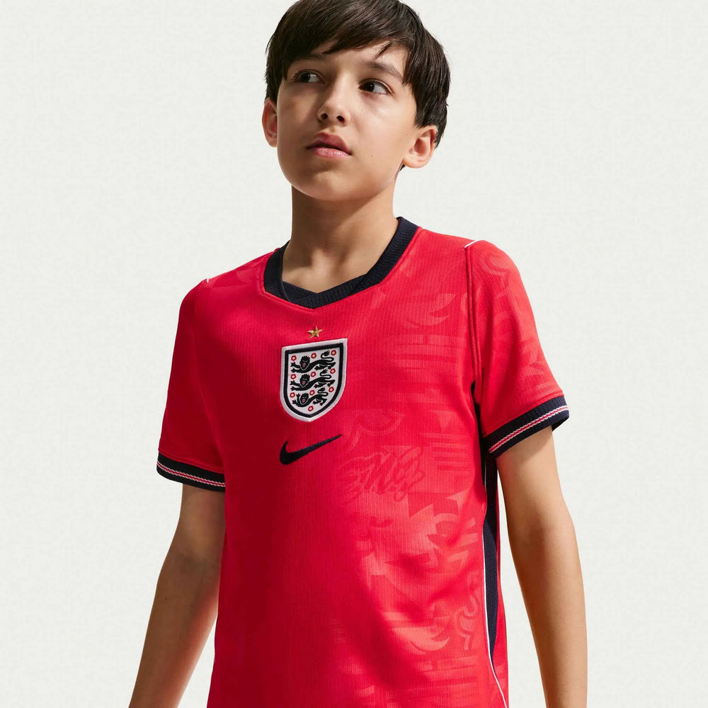 2026-27 England Youth Stadium Away Soccer Jersey Speed Red/Obsidian/White/Obsidian 