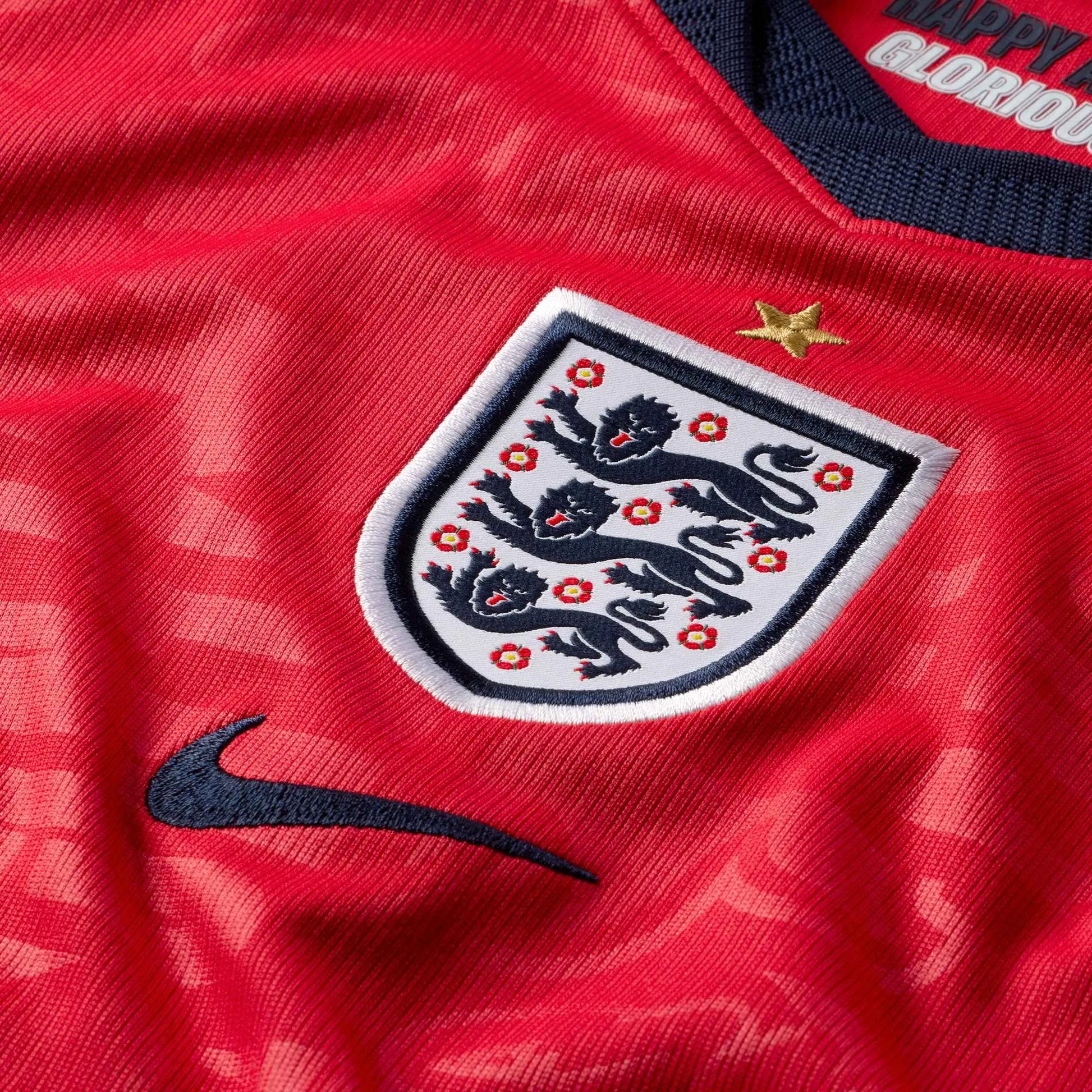 2026-27 England Youth Stadium Away Soccer Jersey Speed Red/Obsidian/White/Obsidian 